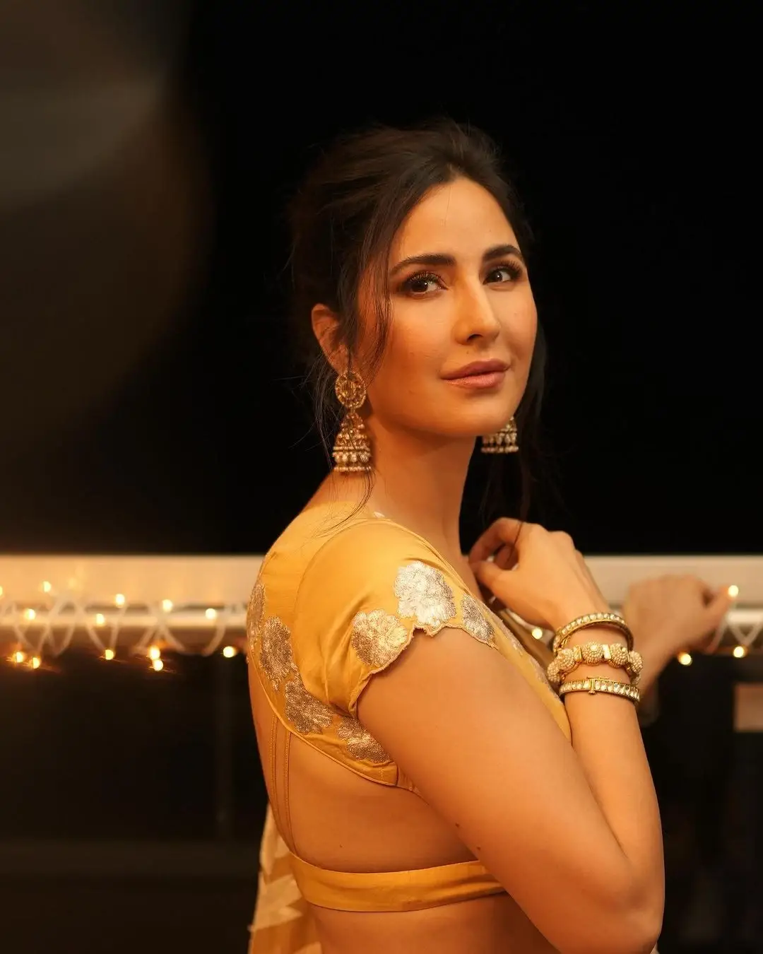 Beautiful Indian Actress Katrina Kaif in Yellow Saree